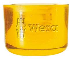 Yellow plastic container with 'Wera' logo, reflective surface.