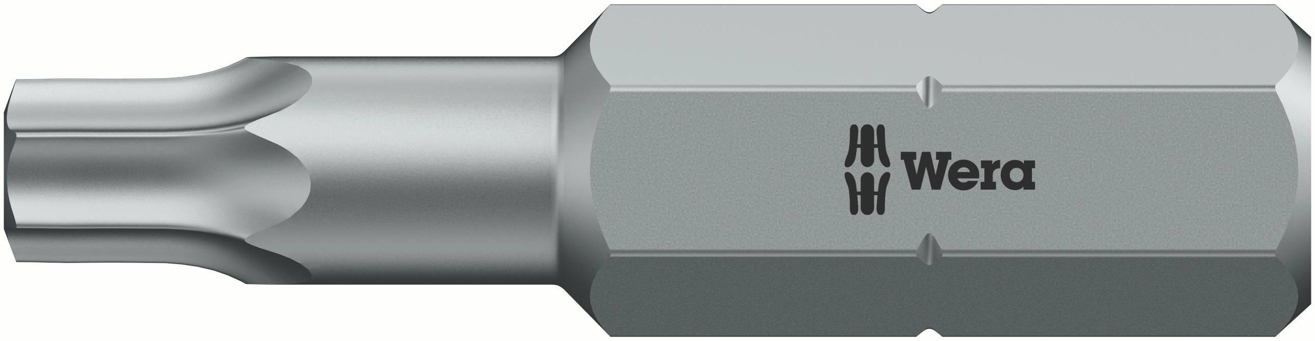 Wera hexagon bit with Torx profile, made of stainless steel.