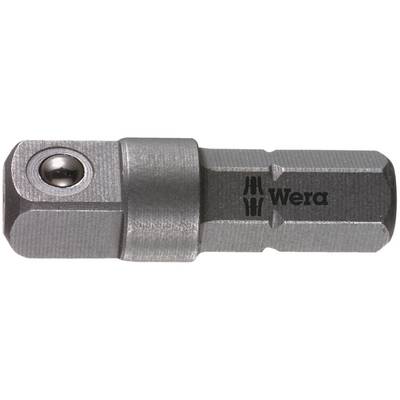 Metal adapter with Wera logo, suitable for connecting tools. Cylindrical shape with a ball at the end for secure attachment.