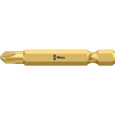 A gold-coloured screwdriver bit with a cross-head tip and 'Wera' logo in the centre.