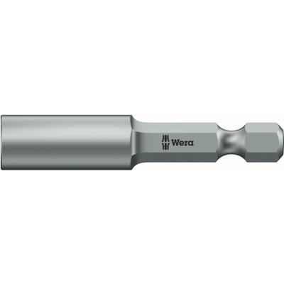 Silver tool bit with 'Wera' logo, cylindrical shape with hexagonal end, for use in drills and screwdrivers.