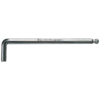 Hex key with ball end, suitable for hard-to-reach places. Size and brand are stamped on the shaft.