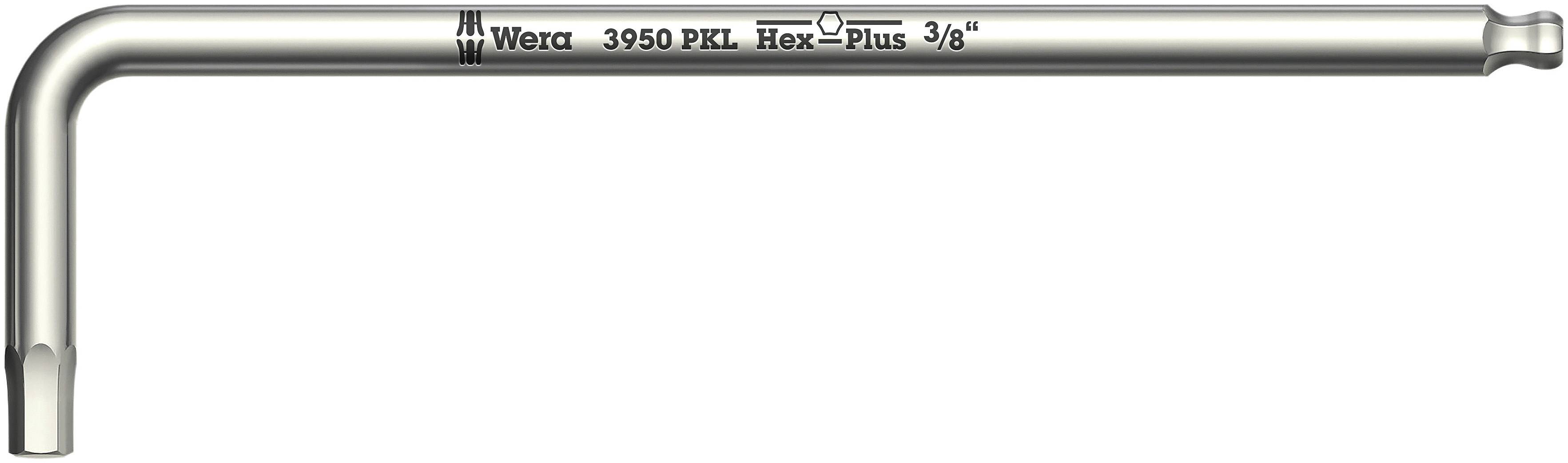 L-shaped hex key (allen wrench) by Wera, Model 3950 PKL, with Hex-Plus 3/8 inch.