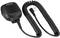 Handheld microphone with a coiled cable and a dual-pin plug. Branded with 'KENWOOD'. Designed for communication with two-way radios.