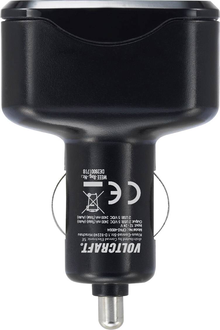 'Fuse holder for cigarette lighter socket, model display and CE marking visible. Black casing, suitable for 12V plug.'