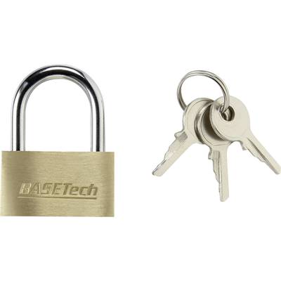 Basetech 1363031 Padlock 29.8 mm keyed-different   Gold yellow Key