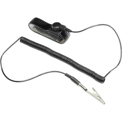 TRU COMPONENTS WristME-SET -10-305-K ESD wrist strap Black incl. PG cable 10 mm stud and socket, Alligator clip 