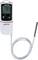 Digital thermometer with display showing -79.5 degrees, Model EBI 310. White casing with cable probe. 'Ebro' brand on the front.