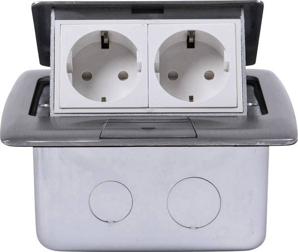 Heitronic 40462 2x Floor socket IP20 Silver