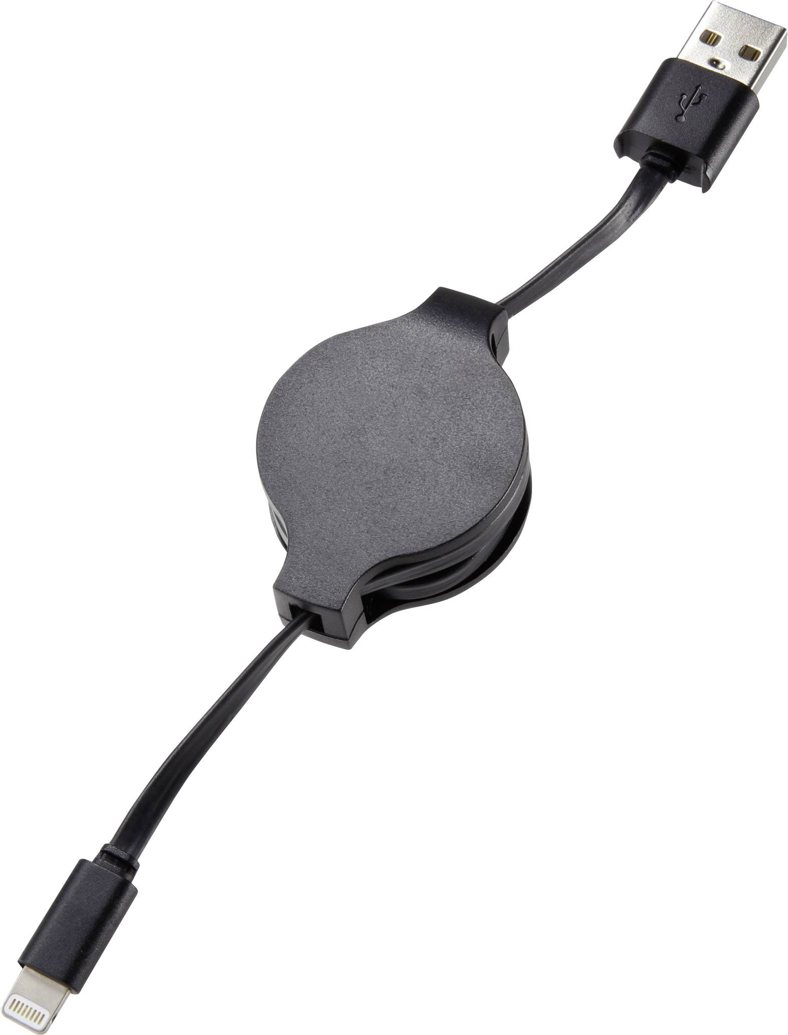 Renkforce USB cable 0.80 m Black incl. recoiler RF4097196-3
