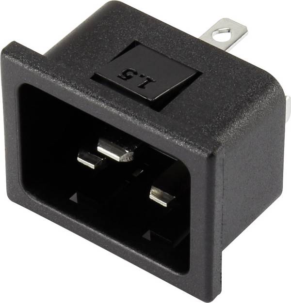 TRU COMPONENTS 1365770 IEC connector  Plug, vertical mount Total number of pins: 2 + PE 16 A Black 1 pc(s)