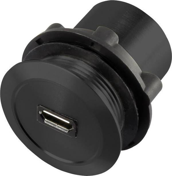 TRU COMPONENTS Micro USB-01-BK Micro USB-mounted socket 2.0 Socket, built-in Micro USB A socket on micro USB B plug Content: 1 pc(s)