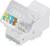 A white network plug with colour-coded cable connectors for easy wiring and installation of network connections.