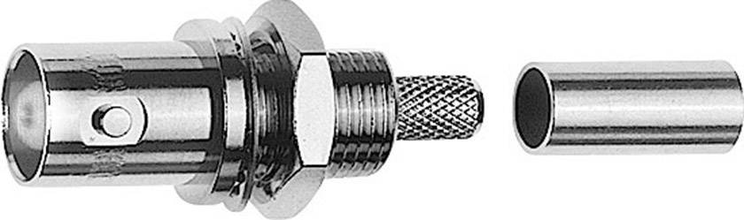 A metal plug with a threaded end and a braided cable, next to an open metal cap, against a white background.