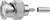 A metal BNC plug with a knurled edge and removable contact section, with a separate cylindrical part beside it.
