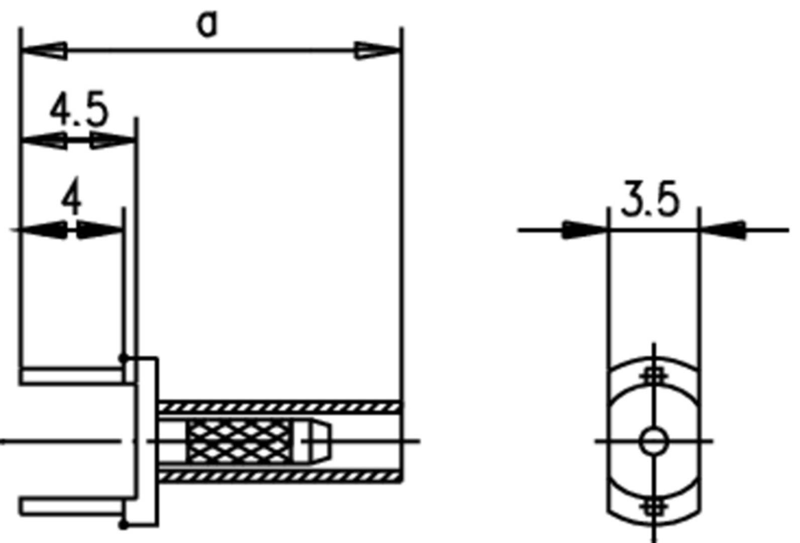 Technical drawing of a mechanical part with dimensions: left width 4.5 cm, height 4 cm; right diameter 3.5 cm.