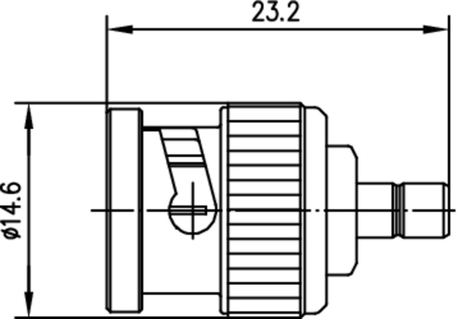 Technical drawing of a cylindrical component with dimensions: diameter 14.6 mm, length 23.2 mm.