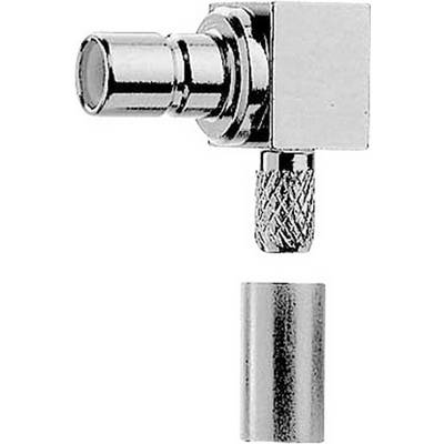 Metallic angle connector with removable sleeve, used for connecting coaxial cables.