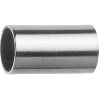 Silver, cylindrical metal tube section with an open end, smoothly polished surface, against a white background.