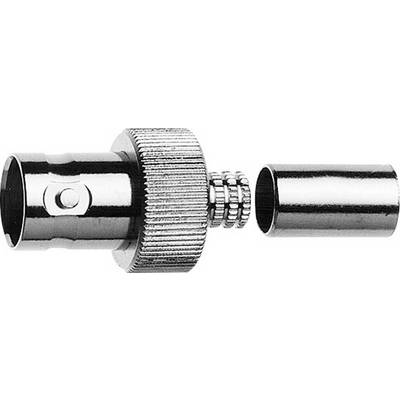 Two parts of a coaxial connector, consisting of a plug and a socket, shown in an exploded view.