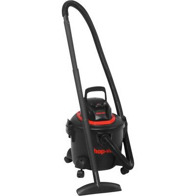 Industrial vacuum cleaner with a large container and long hose, suitable for workshops or industrial applications.