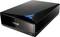 Black ASUS Blu-ray drive with contemporary design and blue LED light on the top surface.
