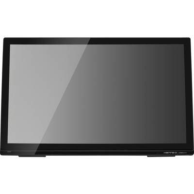 'Monitor with a black frame and reflective screen. Suitable for office or home use.'