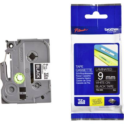 Brother TZe-325 Labelling tape  Plastic Tape colour: Black Font colour: White 9 mm 8 m