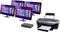 A computer monitor is connected to a printer and distribution box. The connection enables printing from any screen.