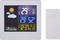Digital weather station shows 19°C outside, 29°C inside with 52% humidity, time 12:37, rain symbol with sun and clouds.