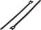 Two black hook and loop cable ties, one flat and one for securing an object, on a white background.
