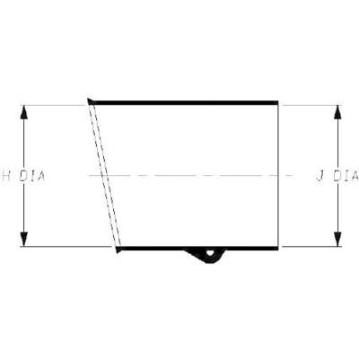 'Schematic representation of a trapezoidal sheet with two marked diameters: H DIA and J DIA.'