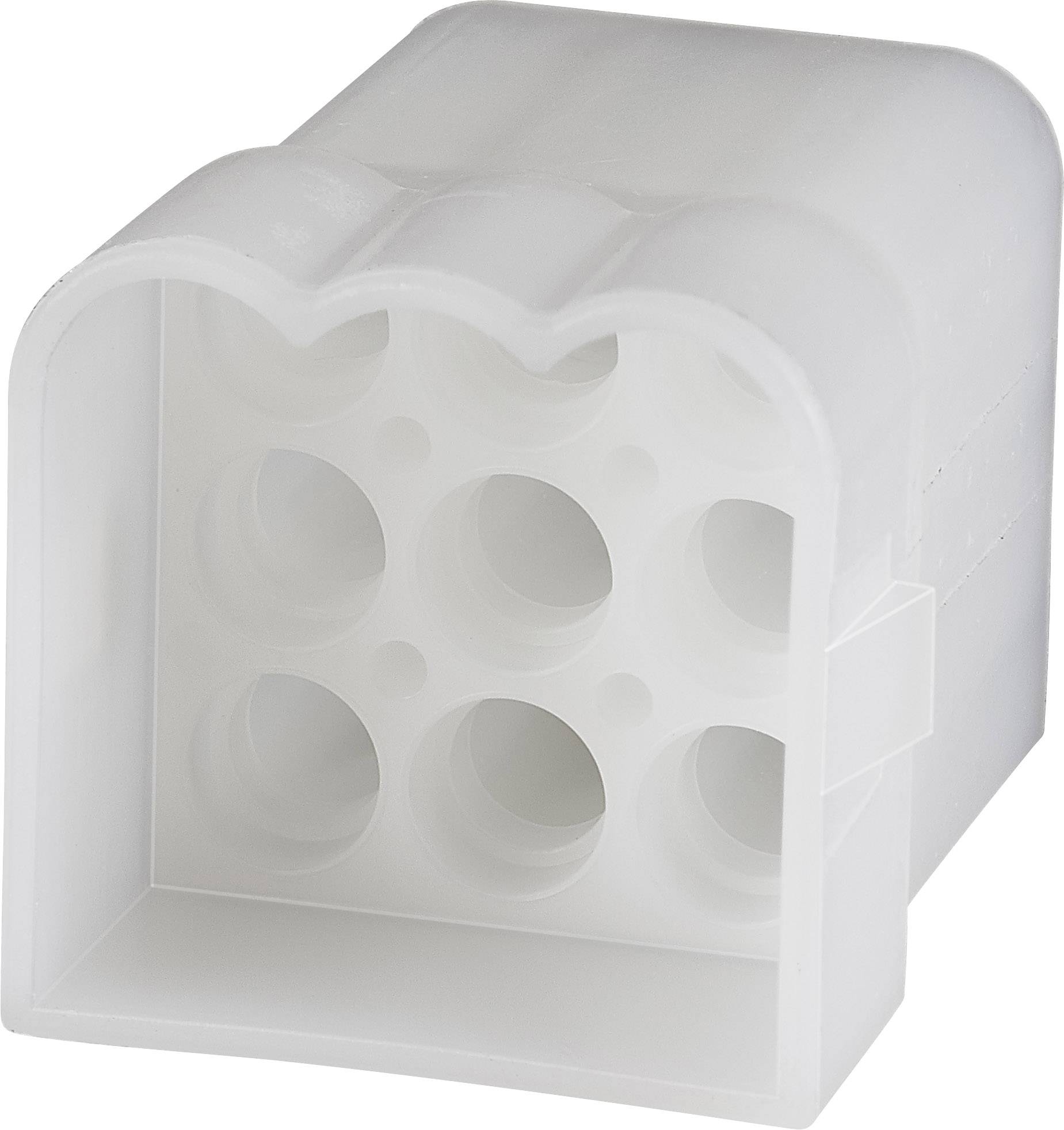 White plastic connector with multiple round openings, suitable for electrical connections in technical devices.