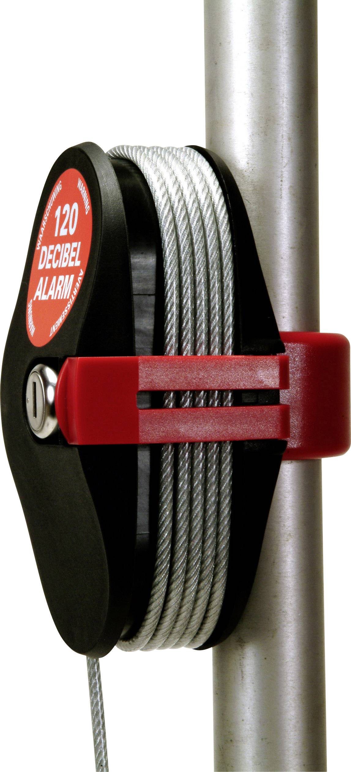 Lock Alarm 6796 Cable lock 2.4 m incl. sounder Black, Silver Key