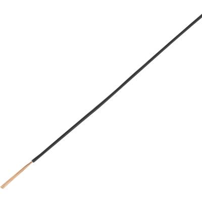 A single copper cable with black insulation, with the left part uninsulated. This cable is commonly used in electrical installations.