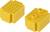 Yellow building blocks with holes on one side and studs on the other, similar to Lego bricks.