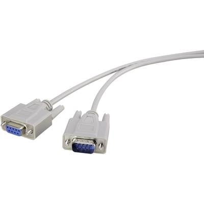 A grey-white serial cable with two connectors: one plug and one socket.