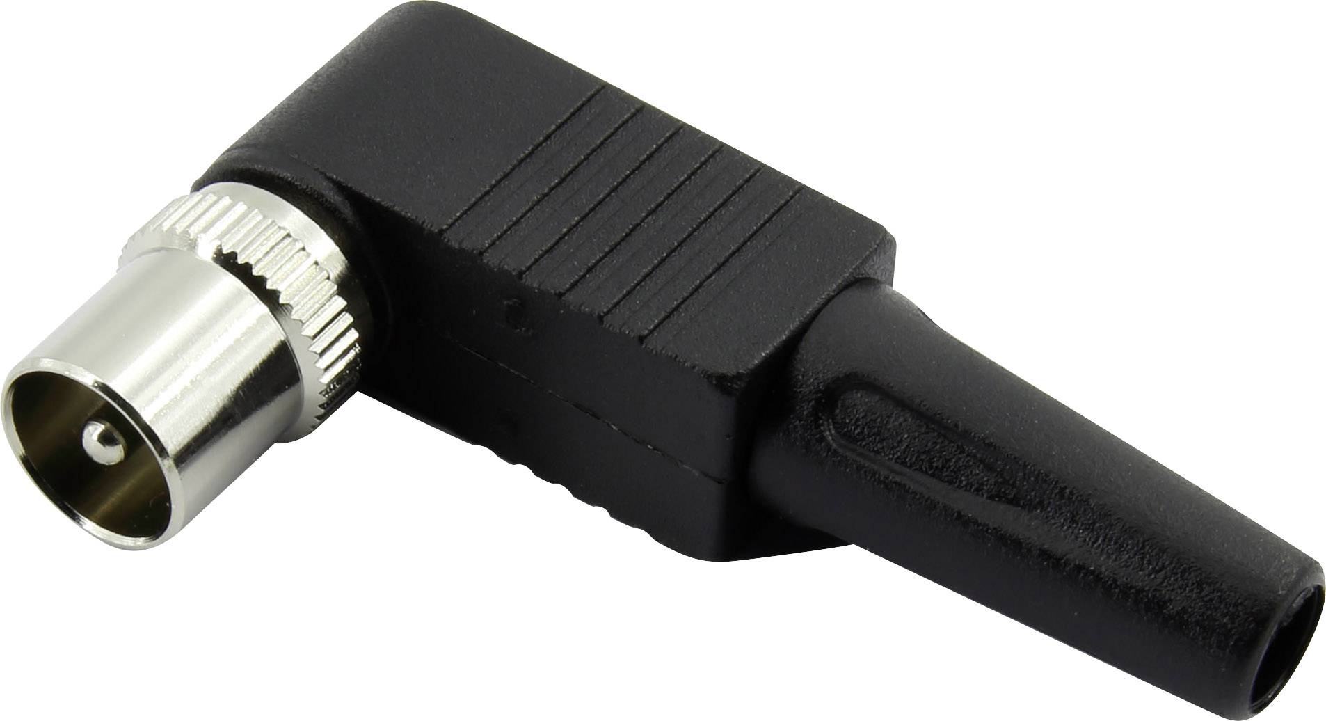 TRU COMPONENTS 1372218 Coax plug (angled) incl. bend relief Connections: IEC coax connector 1 pc(s)