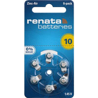 Renata Button cell ZA 10 1.4 V 6 pc(s) 105 mAh Zinc air Hearing Aid PR70