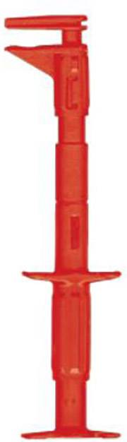 Red construction prop, vertically positioned, with adjustable sections and fixing elements, for supporting structures.