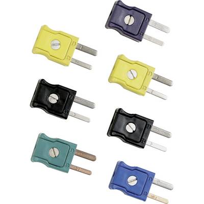 Multicoloured fuses in various sizes, arranged side by side.