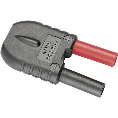 A black adapter cable with two connectors, red and black, and the inscription 'K-Type Fluke', for measuring in electrical applications.