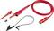 Red multimeter test lead set with crocodile clip and test probe, suitable for electrical measurements and diagnostics.