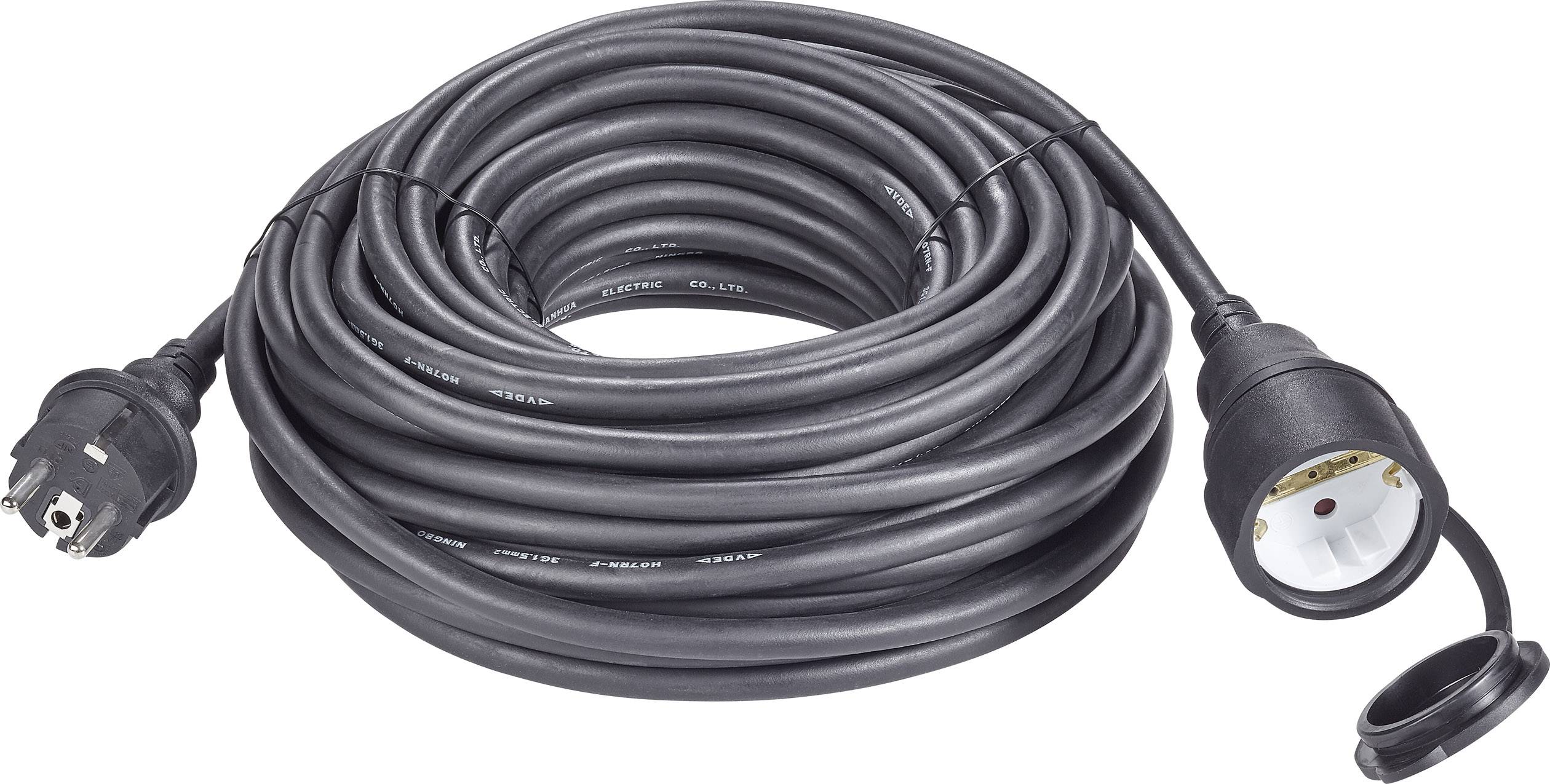 Sygonix 1373173 Current Cable extension 16 A Black 20.00 m H07RN-F 3G 1,5 mm²