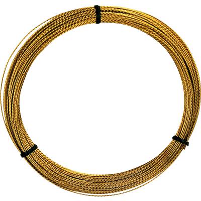 A picture of a coiled, gold-coloured guitar string set, an essential part of a musical instrument.