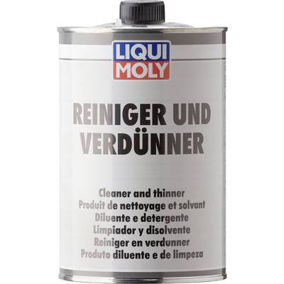 Metal tin with the label 'Cleaner and Thinner' by Liqui Moly. Contains cleaning solution, multilingual labelling.