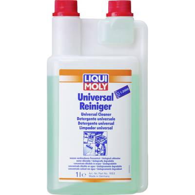 Bottle of green 'Liqui Moly Universal Cleaner', 1 litre, for versatile cleaning applications.