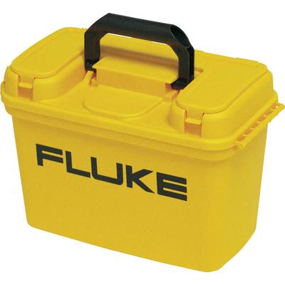 Yellow tool case with a black handle and the black text 'FLUKE' on the side.