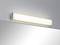 White LED wall light above a mirror, providing soft light for even illumination. Ideal for bathrooms.