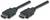 Two black HDMI cables with plugs at both ends lie side by side. They are used for transmitting video and audio data.